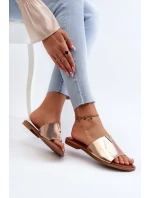 Dámské pantofle z eko kůže na plochém podpatku, zlatá Maliha