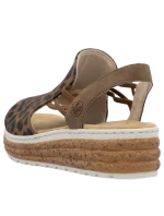 Dámské sandály na platformě s leopardím vzorem v béžové barvě Rieker 62741-90