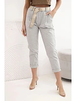 Kalhoty Punto s páskem šedý melanž Kalhoty Punto s páskem šedý melanž