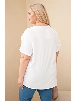 Dámská bavlněná halenka Plus Size s vyšívanými květinami bílá Dámská bavlněná halenka Plus Size s vyšívanými květinami bílá