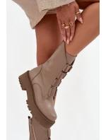 Dámské kotníkové boty z pravé kůže na platformě Zazoo 3795 béžové