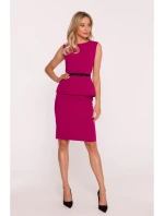 S427 Peplum šaty - švestka