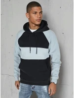 Pánská základní mikina s kapucí s modrými a černými pruhy FashionStreet BX5900