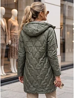 Dámská prošívaná přechodová bunda s kapucí, zelená, FashionStreet TY5770 Dámská prošívaná přechodová bunda s kapucí, zelená, FashionStreet TY5770