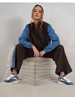 Tepláková souprava mikina na zip + široké kalhoty čokoládově modrá (821151)