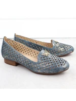Dámská prolamovaná obuv na nízkém podpatku modrá M.Daszynski SA222-3