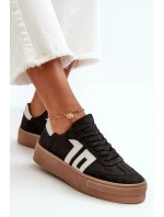 Dámské kožené tenisky na platformě černé Zazoo N1095S2