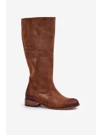 Dámské Semišové Kozačky Do Poloviny Lýtka Na Zipu Lewski 3616 Hnědé