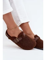 Dámské pantofle s kožešinou typu beránek Hnědé Lorivine