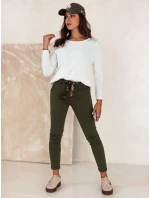 Dámské džínové kalhoty CHARMYOU s páskem olivové FashionStreet UY2270 Dámské džínové kalhoty CHARMYOU s páskem olivové FashionStreet UY2270