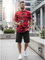 Pánské tričko s potiskem v kamuflážovém vzoru, červené, FashionStreet NX2002R Pánské tričko s potiskem v kamuflážovém vzoru, červené, FashionStreet NX2002R
