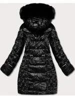 Vypasovaná černá dámská zimní bunda (2M-028)
