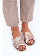 Kožené Elegantní Baletky S Otevřenými Prsty Bílá-Zlatá Zazoo 1865 Kožené Elegantní Baletky S Otevřenými Prsty Bílá-Zlatá Zazoo 1865