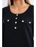 Sada s knoflíkovým výstřihem černé barvy Sada s knoflíkovým výstřihem černé barvy