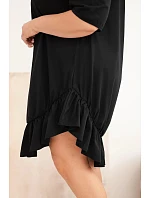 Dámské šaty Plus Size bavlněné s volánem černá Dámské šaty Plus Size bavlněné s volánem černá