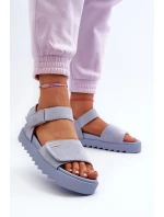 [Dámské Semišové Sandály na Platformě Big Star NN274706 Modré]