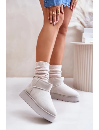 Dámské Sněhule Na Platformě Zateplené Kožíškem Světle Šedé Xamella