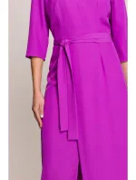 S396 Šaty se zavinovacími detaily ve střední délce - levandulová barva