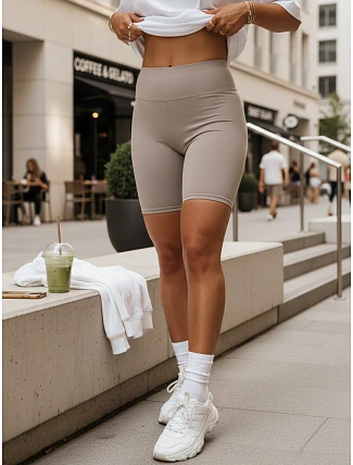 Dámské cyklistické šortky s vysokým pasem šedé FashionStreet SY0575 Dámské cyklistické šortky s vysokým pasem šedé FashionStreet SY0575