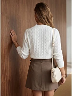 Dámský kardigan s knoflíky v barvě ecru FashionStreet MY2579 Dámský kardigan s knoflíky v barvě ecru FashionStreet MY2579