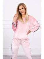 Love velur set pudrově růžový