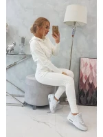 Široká žebrovaná souprava v barvě ecru