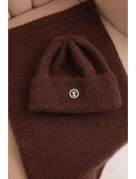 Dámská souprava s čepicí a šálou hnědá - K-Fashion