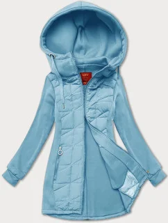 Světle modrá rozepínací dámská mikina z různých spojených materiálů LHD (AMG-165)