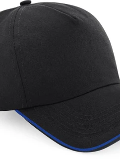 Beechfield B 25C 5 panelová kšiltovka "Authentic Piped Peak" 53.025C black/bright royal