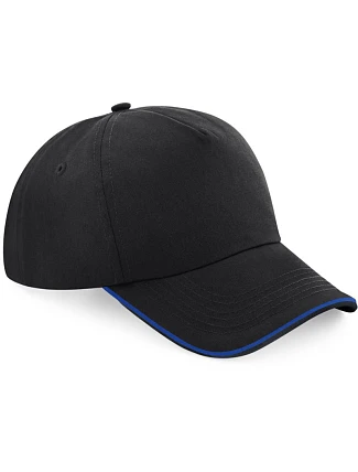 Beechfield B 25C 5 panelová kšiltovka "Authentic Piped Peak" 53.025C black/bright royal Beechfield B 25C 5 panelová kšiltovka "Authentic Piped Peak" 53.025C black/bright royal