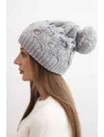 Dámská zimní čepice z vlny s hrubým copánkovým vzorem K458 šedá