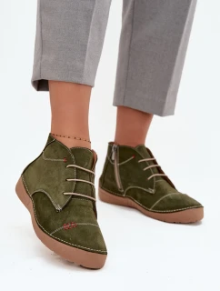 Kožené dámské polobotky s prošitím na zip Artiker 57C2119 zelené