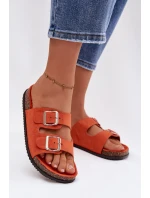 Dámské pantofle oranžové s přezkami Oliena