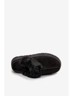 Dámské pantofle na platformě s kožíškem – černé Linaris