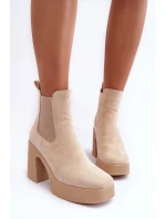 Zamszové Botky Na Masivním Sloupku Bežové Sunilda