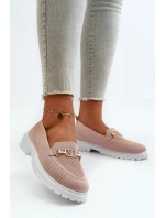 Dámské Mokasíny Na Ploché Podrážce S Zlatým Detailom Růžové Limentia Dámské Mokasíny Na Ploché Podrážce S Zlatým Detailom Růžové Limentia