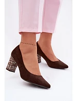 Lodičky z eko semiše na ozdobném sloupku Sergio Leone PB414 Hnědé