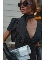 M882 Žakárové mini šaty - černé