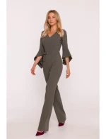 S416 Kombinéza s volánkovými rukávy - khaki barva