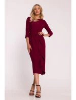 S425 Šaty s volánkem - bordó S425 Šaty s volánkem - bordó