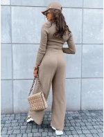 Dámský komplet širokých kalhot a crop topu ASTRAL ALLURE tmavě béžový FashionStreet AY0905 Dámský komplet širokých kalhot a crop topu ASTRAL ALLURE tmavě béžový FashionStreet AY0905