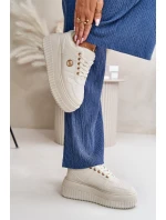 Sneakersy Sportovní Boty Dámské Zateplené Na Masivní Podešvi Béžové Verissha