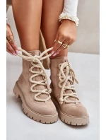 Zateplené boty z eko semiše na zip světlobéžové Caellita Zateplené boty z eko semiše na zip světlobéžové Caellita
