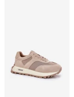 Semišové Sneakersy Na Platformě Dámské Big Star RR274897 HI-POLY SYSTEM Béžové