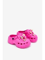 Dětské Dívčí Pantofle Pěnové S Mašlí A Ozdobami Fuchsie Selvana Dětské Dívčí Pantofle Pěnové S Mašlí A Ozdobami Fuchsie Selvana