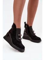 Dámské kotníkové boty na platformě D&A – černé