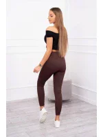 Pruhované legíny hnědé