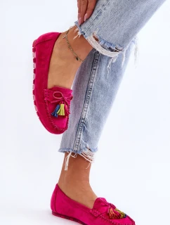 Semišové Mokasíny S Mašlí A Třásněmi Fuchsie Dorine