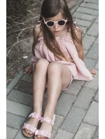 Lakýrované dětské sandálky ozdobené květy Růžové Tinette Lakýrované dětské sandálky ozdobené květy Růžové Tinette