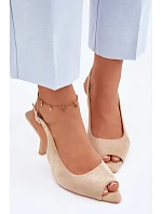 Dámské sandály na podpatku Eko semiš Béžové Sevina